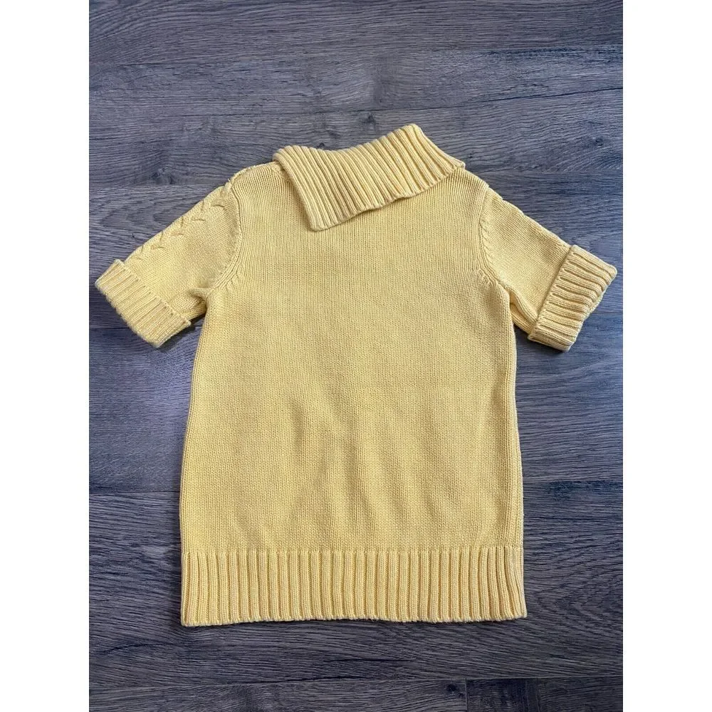 Kids Girls‎ VTG Gymboree sweater cable knit button yellow short sleeve SZ S 5-6